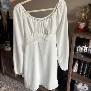 Altar'd State White Long Sleeve Mini Dress